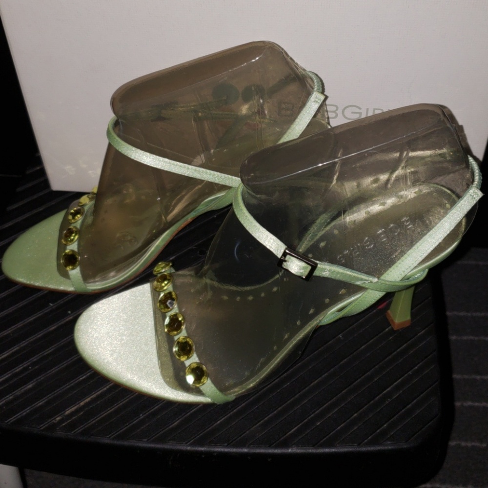 Satin mint green heels